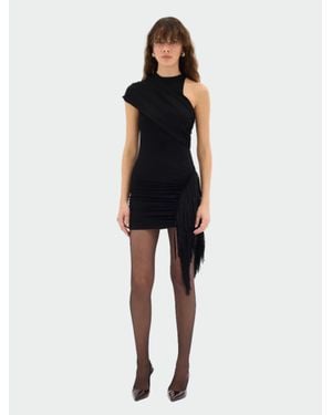 Sélone Studio Isadora Asymmetric Fringe Mini Dress - Black