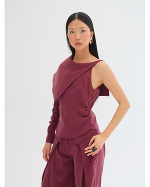 Sélone Studio Livia Asymmetric Cape Top - Red