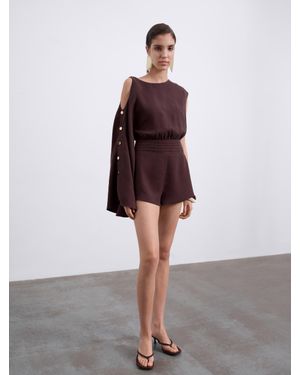 SÉLONE Mael One-Shoulder Playsuit - Purple