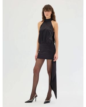 Sélone Studio Zélia Asymmetric Satin Mini Dress - Blue