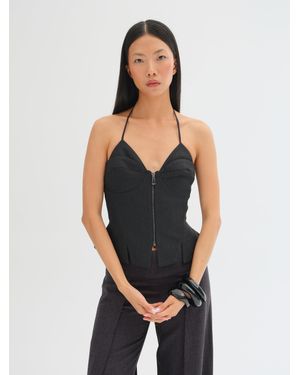 Sélone Studio Thalia Sculpted Zip Corset Top - Black