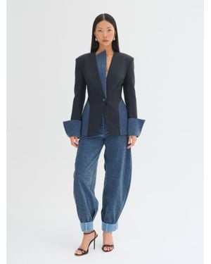 Sélone Studio Nera Contrast-Panel Tailored Blazer - Blue