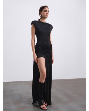SÉLONE Sira Draped Open-Back Dress - Black