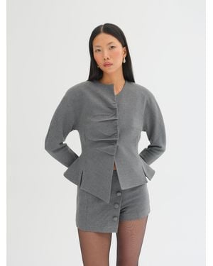 Sélone Studio Soren Asymmetric Gathered Jacket - Grey