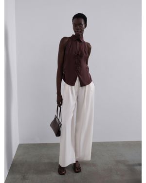 SÉLONE Nelia Halter Shirt - Brown