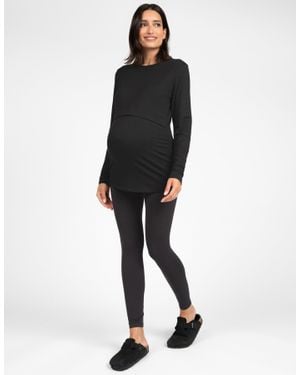 Seraphine Thermal Maternity Fleece Nursing Top - Blue