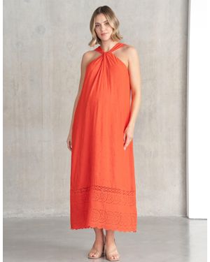 Seraphine Halter Neck Maternity Dress - Red