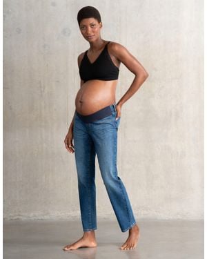 Seraphine Slim-Leg Organic Under Bump Maternity Jeans - Blue