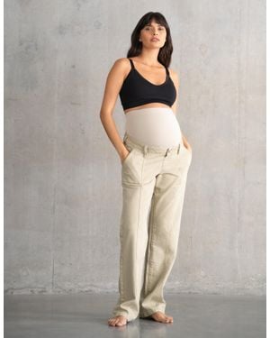 Seraphine Over Bump Straight-Leg '90S Utility Maternity Jeans - Gray
