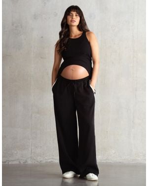 Seraphine Under Bump Wide-Leg Side Stripe Maternity Trouser - Black