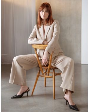 Seraphine Wide-Leg Tailored Maternity Work Trouser - Brown