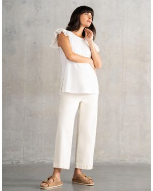 Seraphine Flutter Sleeve Maternity Top - White