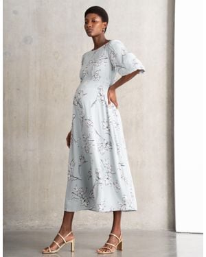 Seraphine Etched Tulip Shirred Waist Maxi Maternity Dress - Green