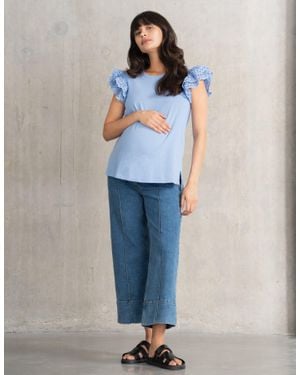 Seraphine Flutter Sleeve Maternity Top - Blue