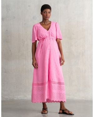 Seraphine Broderie Maternity + Nursing Tea Dress - Pink