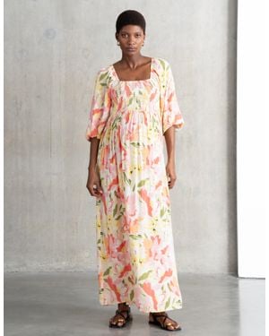 Seraphine Shirred Body Maxi Maternity Dress - White