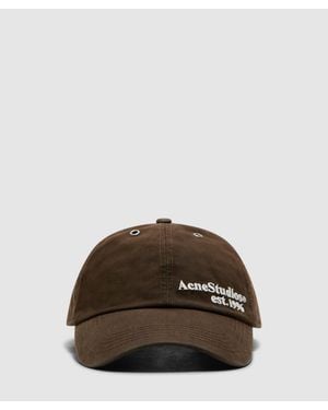Acne Studios Waxed Logo Cap - Brown