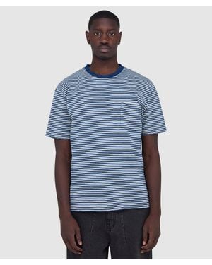Beams Plus Stripe Pocket T-Shirt (Off - Blue