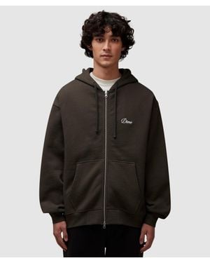 Dime Cursive Small Logo Zip Hoodie (Vintage - Brown