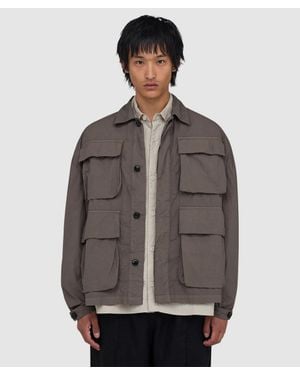 MKI Miyuki-Zoku Garment Dyed Box Overshirt (Deep Khaki - Brown
