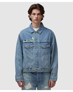 Cole Buxton Distressed Denim Jacket - Blue