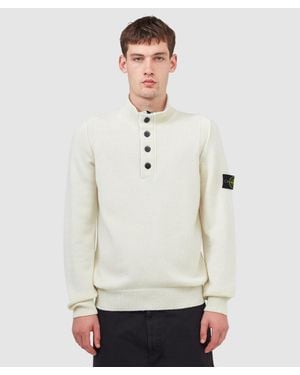 Stone Island Lambswool Half Button Sweater (Ivory - White