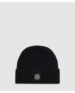 Stone Island Geelong Wool Logo Beanie - Black