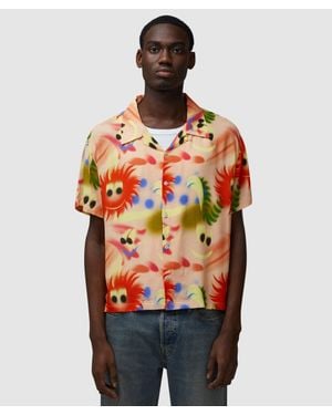 Brain Dead Fuzzy Friends Short Sleeve Shirt - Red