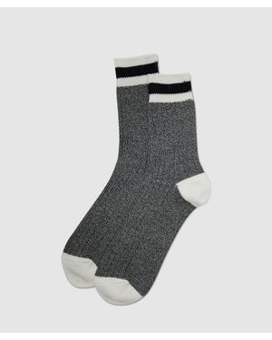 Anonymous Ism Tuck Cuff Stripe Crew Sock - Grey