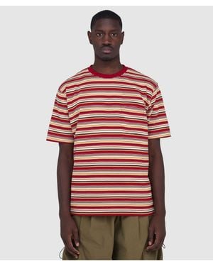 Beams Plus Multi Stripe Pocket T-Shirt - Red