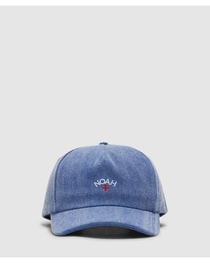Noah Recycled Denim Core Logo 5 Panel Cap - Blue