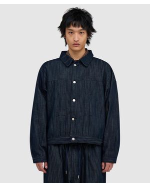 Estudio Niksen Back Strap Pleated Trucker Jacket - Blue