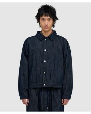 Estudio Niksen Back Strap Pleated Trucker Jacket - Blue