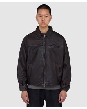 FRIZMWORKS Destroyed Cowhide Leather Jacket (Washed - Black