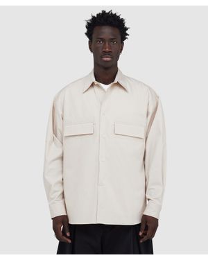 SAGE NATION Vincent Cotton Poplin Shirt (Stone - White