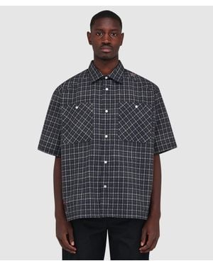 ROA Aair Floweave Printed Check Shirt - Blue