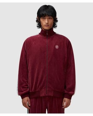 Drole de Monsieur Velour Track Jacket (Wine - Red