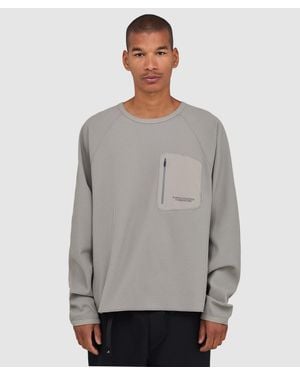 Purple Mountain Observatory Waffle Long Sleeve T-Shirt (Concrete - Grey