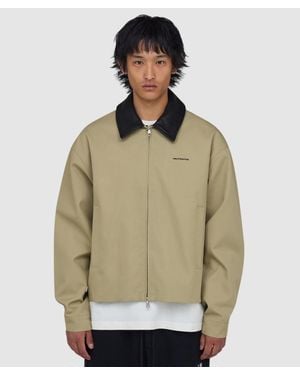Cole Buxton Leather Collar Overshirt (Sand - Natural