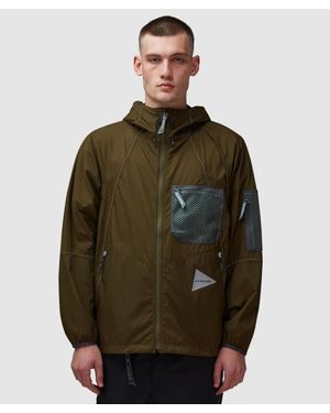 and wander Breath Rip Hooded Jacket (Khaki - Green