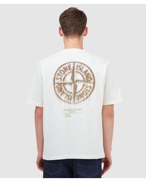 Stone Island Bleeding Numbers Compass T-Shirt (Ivory - White