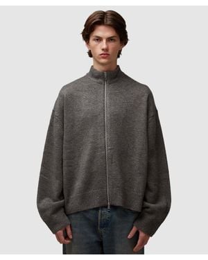 MKI Miyuki-Zoku Mohair Blend Knitted Track Jacket ( Marl - Grey