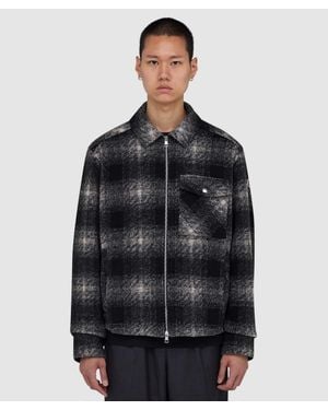 Moncler Check Jersey Zip-Up Shirt - Black