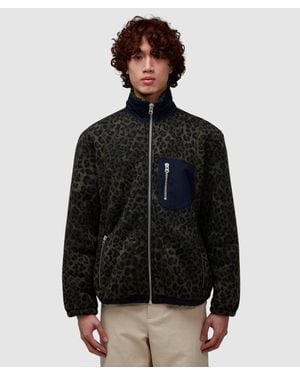 Brain Dead Leopard Reverse Sherpa Jacket ( - Black