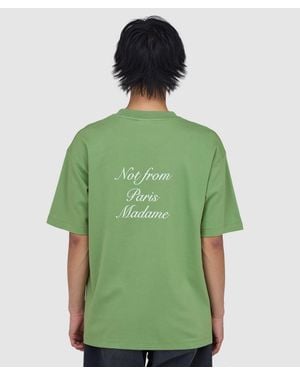 Drole de Monsieur Calligraphy Slogan T-Shirt (Light - Green