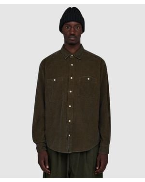 Cafe Mountain Seersucker Cord Workers Shirt (Vintage - Green