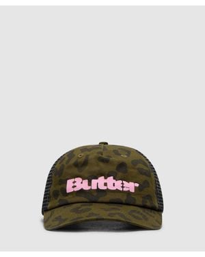 Butter Goods Stencil Trucker Cap (Leopard - Green