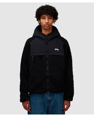 Stussy Sherpa Panelled Hooded Jacket - Black