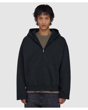 BEACH BRAINS Bomber Zip Hoodie - Black