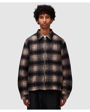 Stussy Wool Zip Plaid Shirt - Black